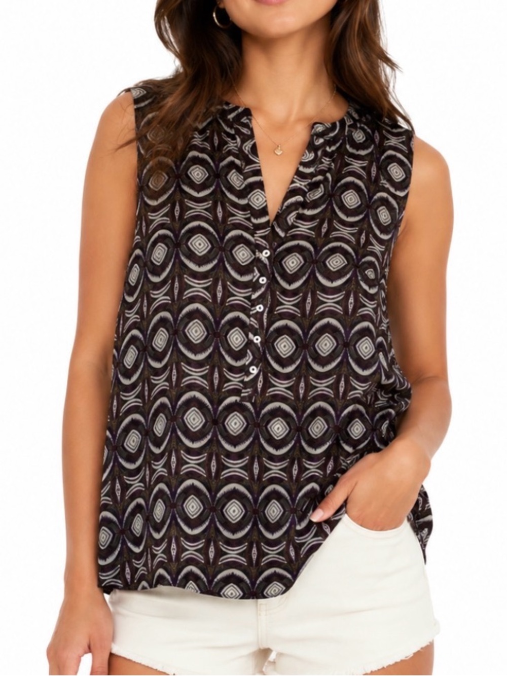 H&M Multi-colour Sleeveless Hi-lo blouse